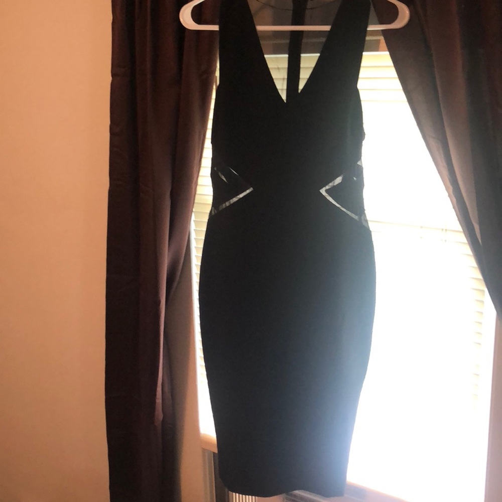Zara black fitted midi dress